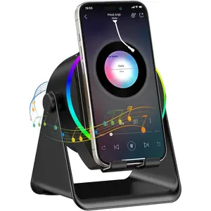 Wireless Induction Speaker, 5 in 1 Bluetooth Speaker, 360 °   Rotation Cell Phone Stand and Colorful Ambient Light, Compatible with iPhone iPad Android Tablet, Birthday Gifts for Him Women Men