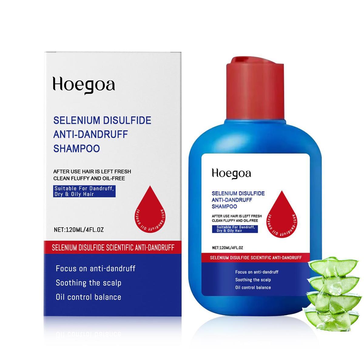 120ML X 2 Bundle Pack Selenium Disulfide HOEGOA Hair Care Shampoo: Anti-Dandruff Anti-Itch Oil Control Refreshing Scalp Cleanser Shampoo, Gentle Comfort Cleansing Conditioner Haircare 2 Bottle Bundle