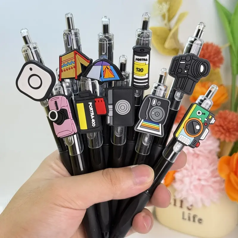 20/30pcs Creative Cute Cartoon Various Camera Polaroid Shaped Retractable Ballpoint Pens, Back-to-School Season Camera Series Press-Type Ballpoint Pens, Colors Random