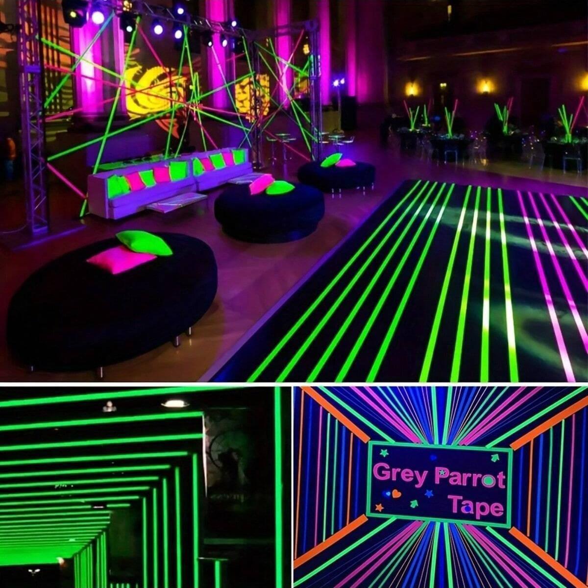 6 Neon Tape Strips, 6 Colors, Fluorescent Tape, UV Light, Fluorescent Gaffer Tape, Neon Color Party Decoration