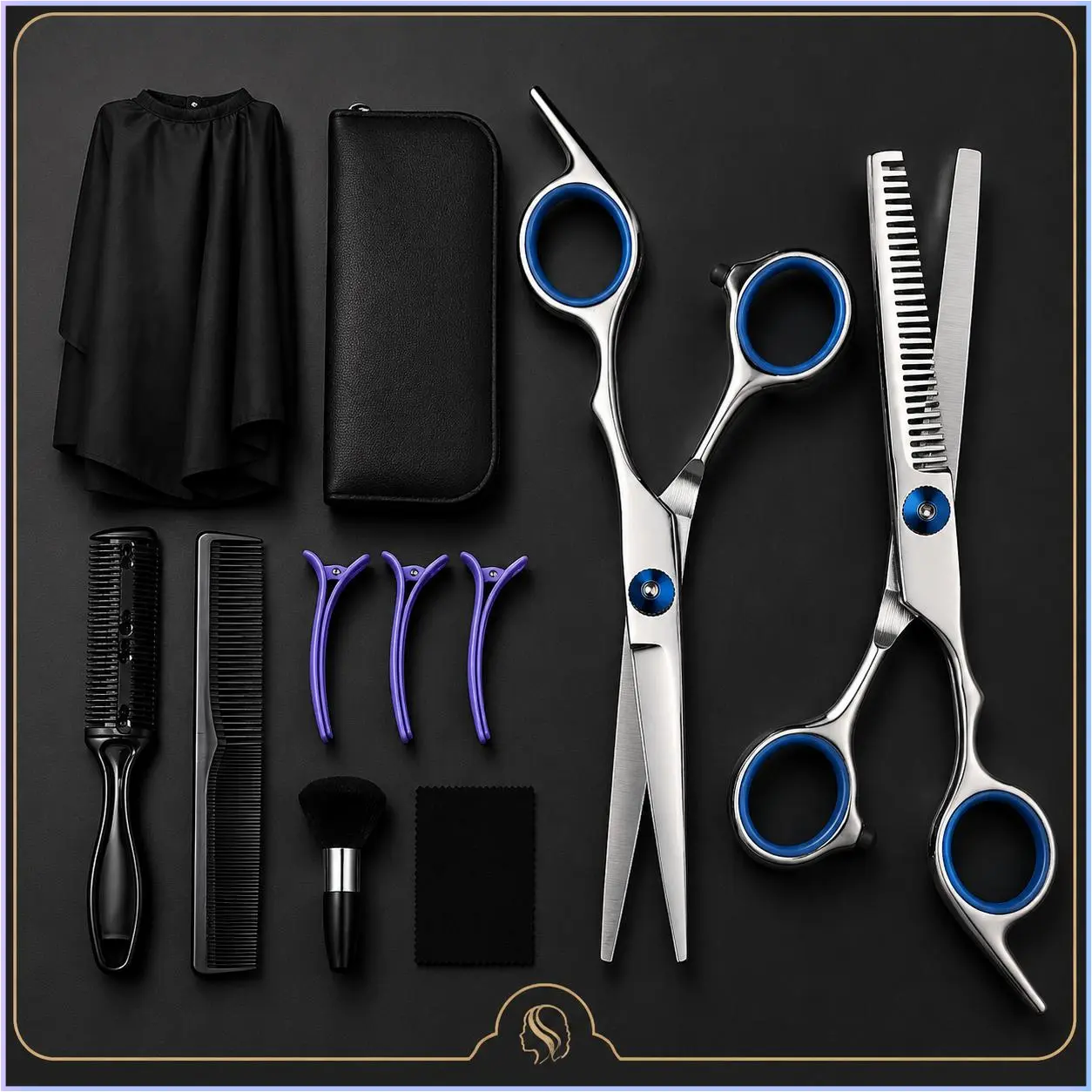 ✂️ 11Pcs Stainless Steel Barber Hair Cutting Set |   Scissors + Thinning Shears + Split End Trimmer + Hair Cape, Professional Home & Salon Haircut Kit for Men Women Kids ✨