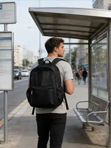 1pc Large Capacity Mesh Backpack - Durable Double-Shoulder Travel Bag with High Load-Bearing, Breathable Design, Simple Beach Bag for Outdoor Adventures and Daily Commute