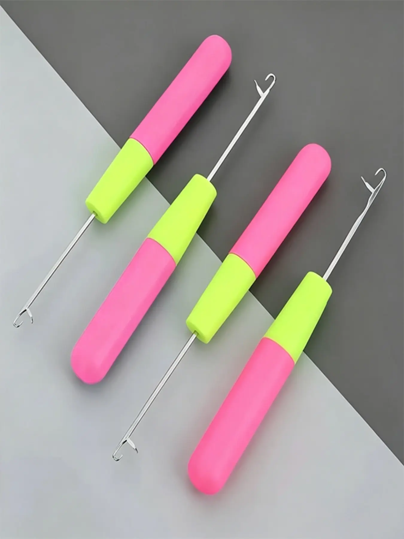 Colorblock Plastic Handle Hair Extension Hooks, Single Bent End Dreadlock Hooks, Hair Styling Tools for Wigs and Braids 1/2/3/5PCS