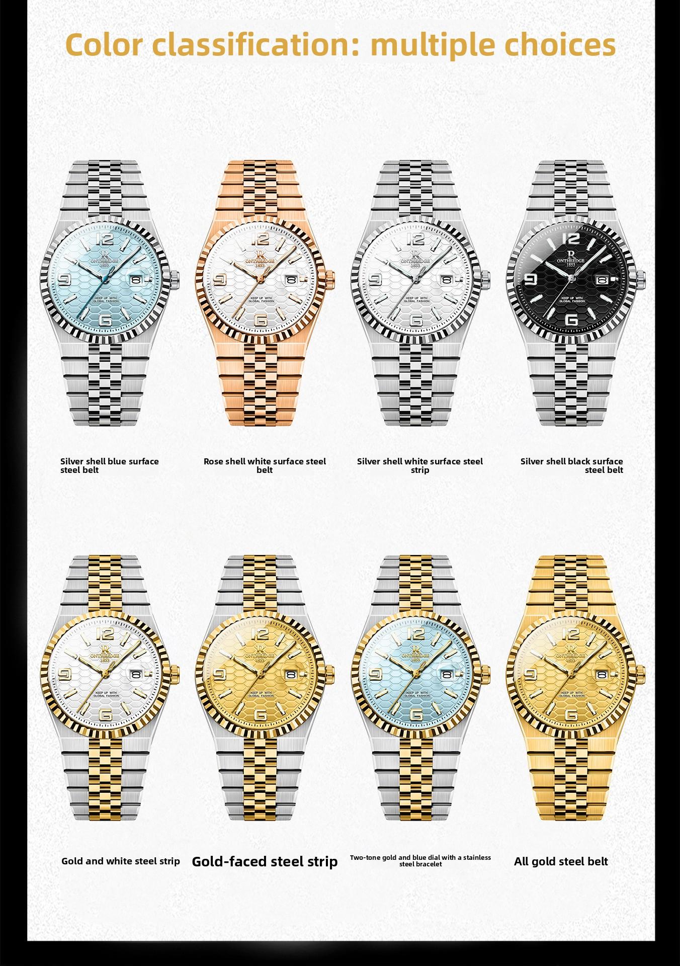 Men's Luxury Silver Stainless Steel Quartz Watch - Ice Blue Textured Dial with Fluted Bezel, Date Display, Luminous Hands, Elegant Business Dress Wristwatch, Perfect Gift for Him