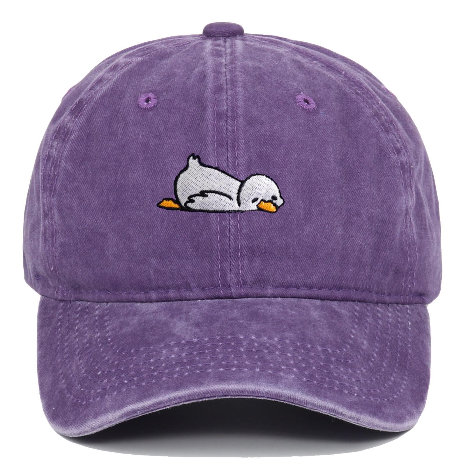 Cartoon Duck Washed Denim Baseball Cap for Women, Spring and Summer, Face-Slimming, Wide Brim, Deep Crown, Versatile Duckbill Cap