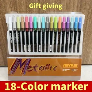 18 Color IERS Metal Marker Set, Artist Coloring Illustration Brush With Repeatable Filling And Bright Colors