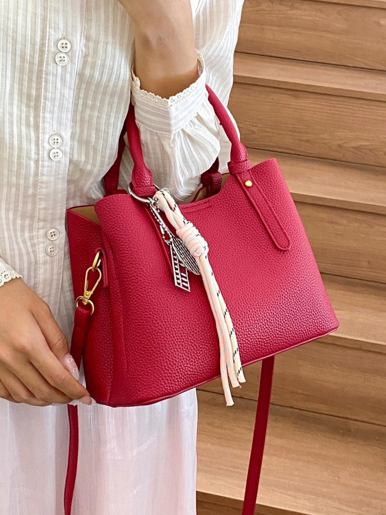 Women's Elegant Snakeskin Pattern Handbag, Fashionable Lychee Pattern Shoulder Bag with Top Handle, Casual Trendy Versatile High-quality Daily Commuting Bag, Commuter Bag, Elegant Bags