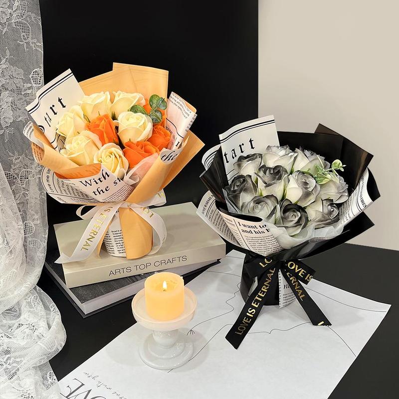 Artificial Rose Flower Bouquet, Artificial Roses Bouquet, Artificial Flower Arrangements, Wedding Bouquet, Gifts for Girlfriend, Teacher Gifts, Graduation Gifts, Home Decor