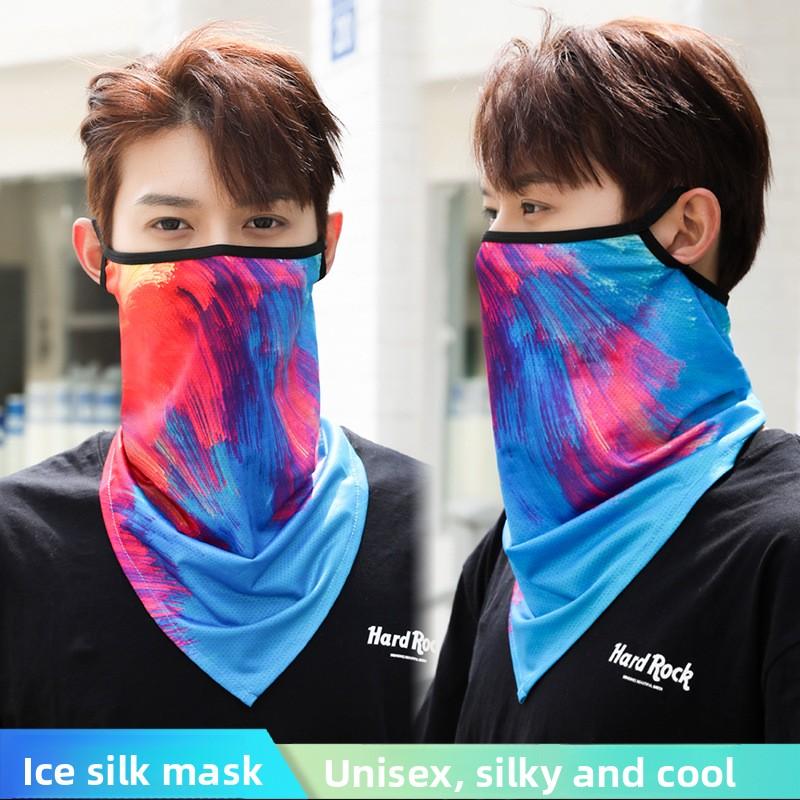 Ice silk ear mask triangular towel neck cover mesh sun protection outdoor cycling fishing windproof scarf men's and women's face towels summer Warm Compression Knee