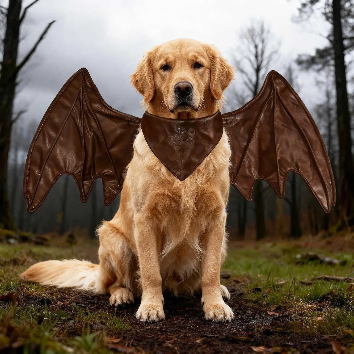 Funny Reindeer Moose Dog Costume with Wings Attached - Cute Furry Pet Wig, Halloween Wear, Christmas Pet Supply, Cute Look, Universal Fit