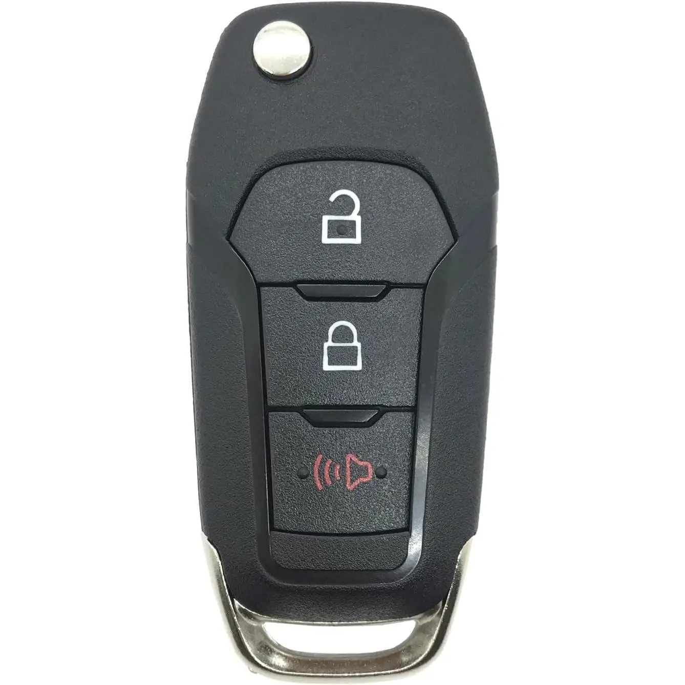 Folding Flip Key Fob Shell Case Fit for Ford F-150, F-250, F-350 (2015-2020), Explorer (2016-2020), F-350, F-450, Black Plastic, 3 Buttons