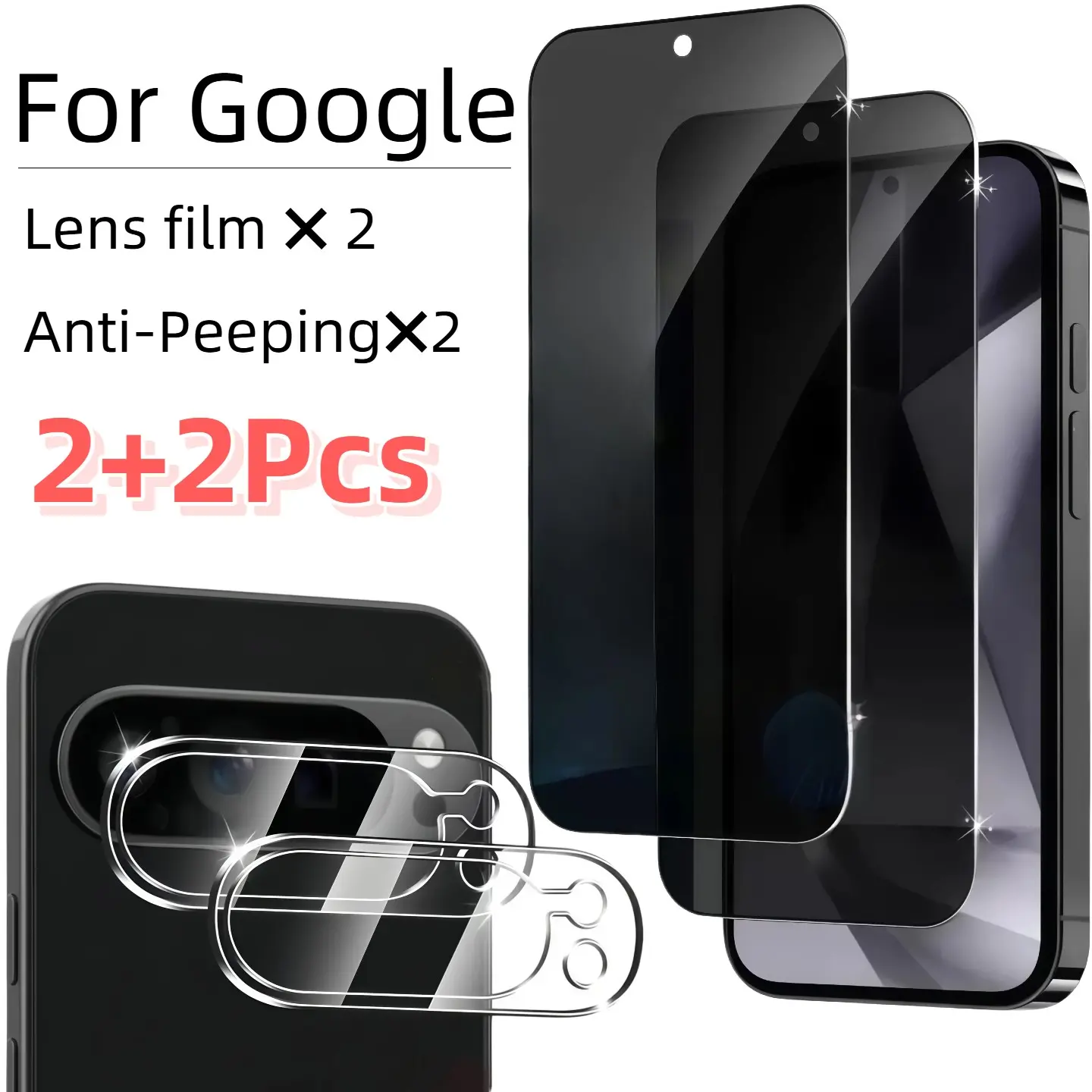 [2+2] Anti-Spy Tempered Glass Screen Protector for Google Pixel Series, 9h Hardness, Dust-Free, Bubble-Free, Easy Install, Scratch-Resistant