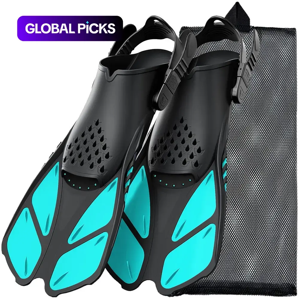 Adjustable Snorkel Flippers, Short Silicone Dive Shoes, Open Heel Travel-Friendly, Adult Unisex, Swimming Foot Paddles, Snorkeling Gear, Diving Gear Sport #GLOBAL PICKS