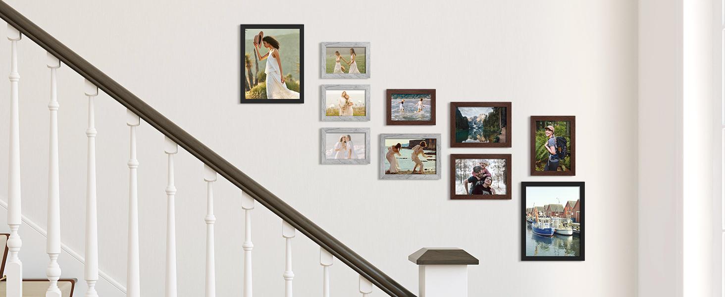 10 Pack Picture Frames Collage Wall Decor for Mounting or Tabletop Display, Photo Gallery Frame Set for Family, Multi Sizes Including 8x10, 5x7, 4x6, Black