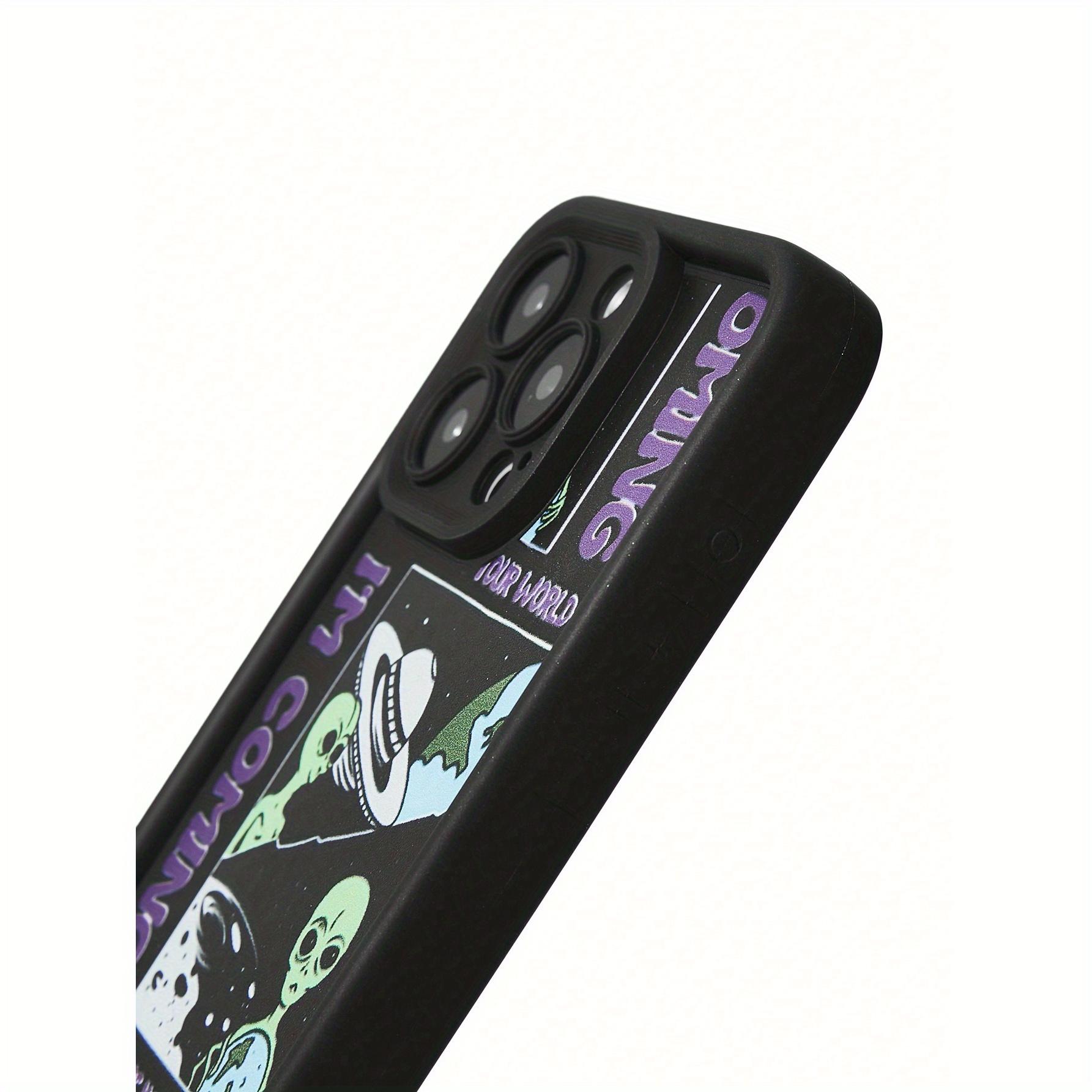 Phone case: Alien Spaceship Black High Bamboo Anti-Fall Shockproof Protective Phone Case Suitable for  iPhone 17 E Air Pro ProMax iPhone16 15 14 Plus 13 12 Mini 11 X XS XR