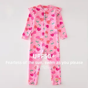 Children's love swimsuit girls small middle aged older girls long sleeves trousers beach sun protection diving surf suit tide