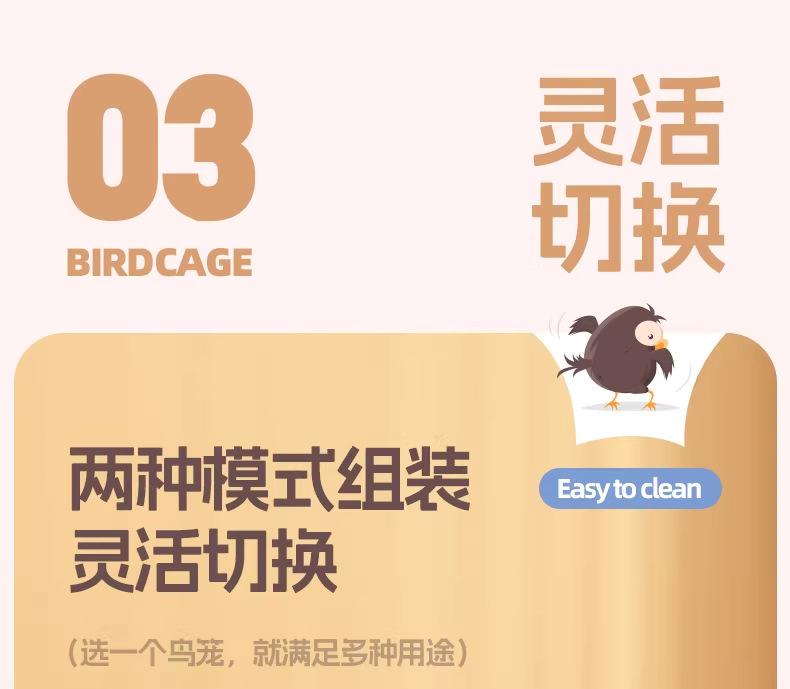 New Transparent Villa Bird Cage Double Layer Large Size Anti-Splash Horizontal Wire Special for Parakeet Cockatiel Budgie Parrot with Pet Toy Accessories