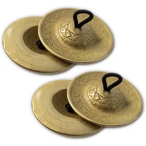 Hand-hammered Heavy stage-quality Brass Finger Cymbals Set of 4 (Variations: 2 1/4" & 3") (2 1/4" (34 gr each))