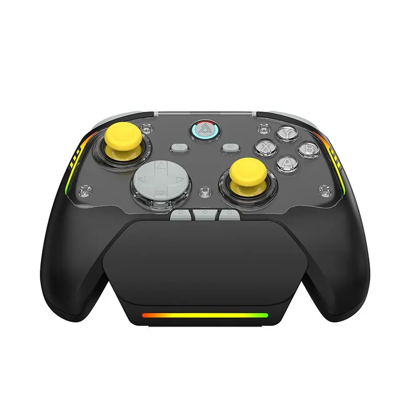 AJAZZ GP100 NS Wireless Esports Game Controller Magnetic Charging Base Set Tri Mode Dual Hall Arcade Esports Game Controller Fully Mechanical Button Double Cut Trigger Six Axis Sensory Compatible Switch/PC/Android/iOS Wireless Gamepad PC Gaming Controller