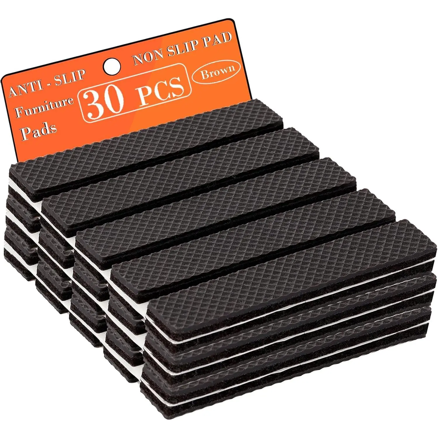 Non Slip Furniture Pads - Furniture Grippers for Hardwood Floors, 30 count Brown Non Skid Pads for Furniture , Self Adhesive Rubber Furniture Floor Protectors - Keep Furniture in Place