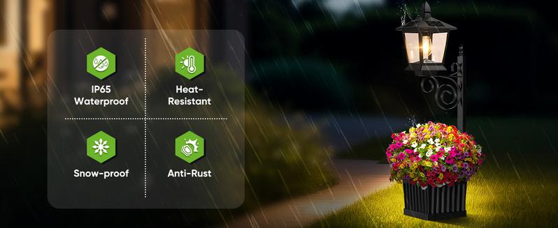 2-Pack Outdoor Flower Pots 2 in 1, Solar Lamp Post with Planter for Garden Decor, Wall Mount/Standing Planter Lights Waterproof, Patio Decorative Black Floor Lamps for Lawn Garden, Led Landscape Spotlights (Flowers not Included)