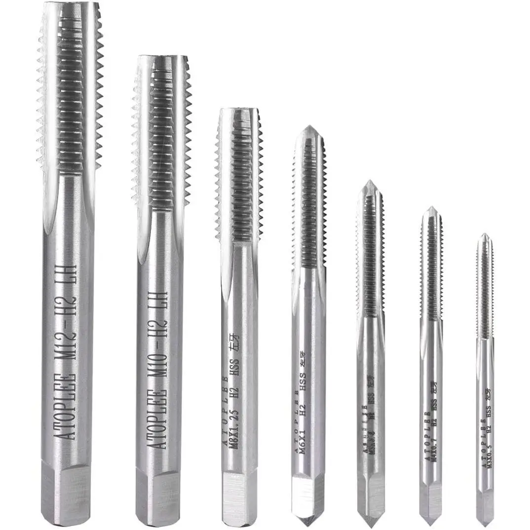 7 count Metric M2 HSS 6542 Left Hand Thread Tap Set, M3 M4 M5 M6 M8 M10 M12