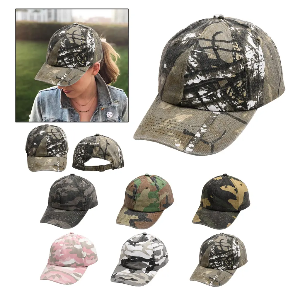 Vintage Camo Baseball Cap Y2K Aesthetic Streetwear Essential Adjustable Cotton Hat For Daily Outdoor Sports Casual Wear