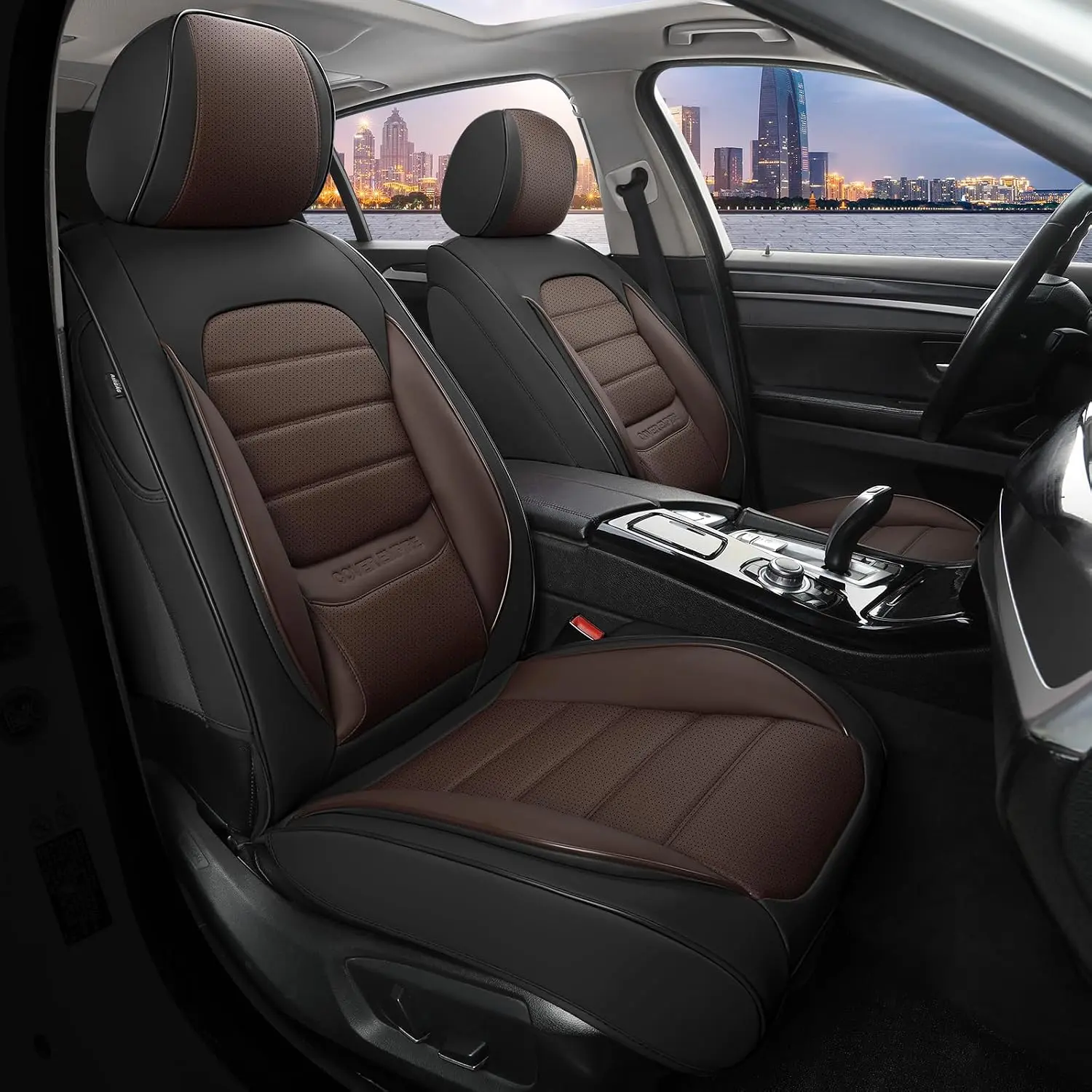 Seat s Full Set, 5 Seats  Leather Seat s for ,  Front and Rear Seat , Breathable Automotive Seat  for  Sedans, , SUVs, Black&Brown