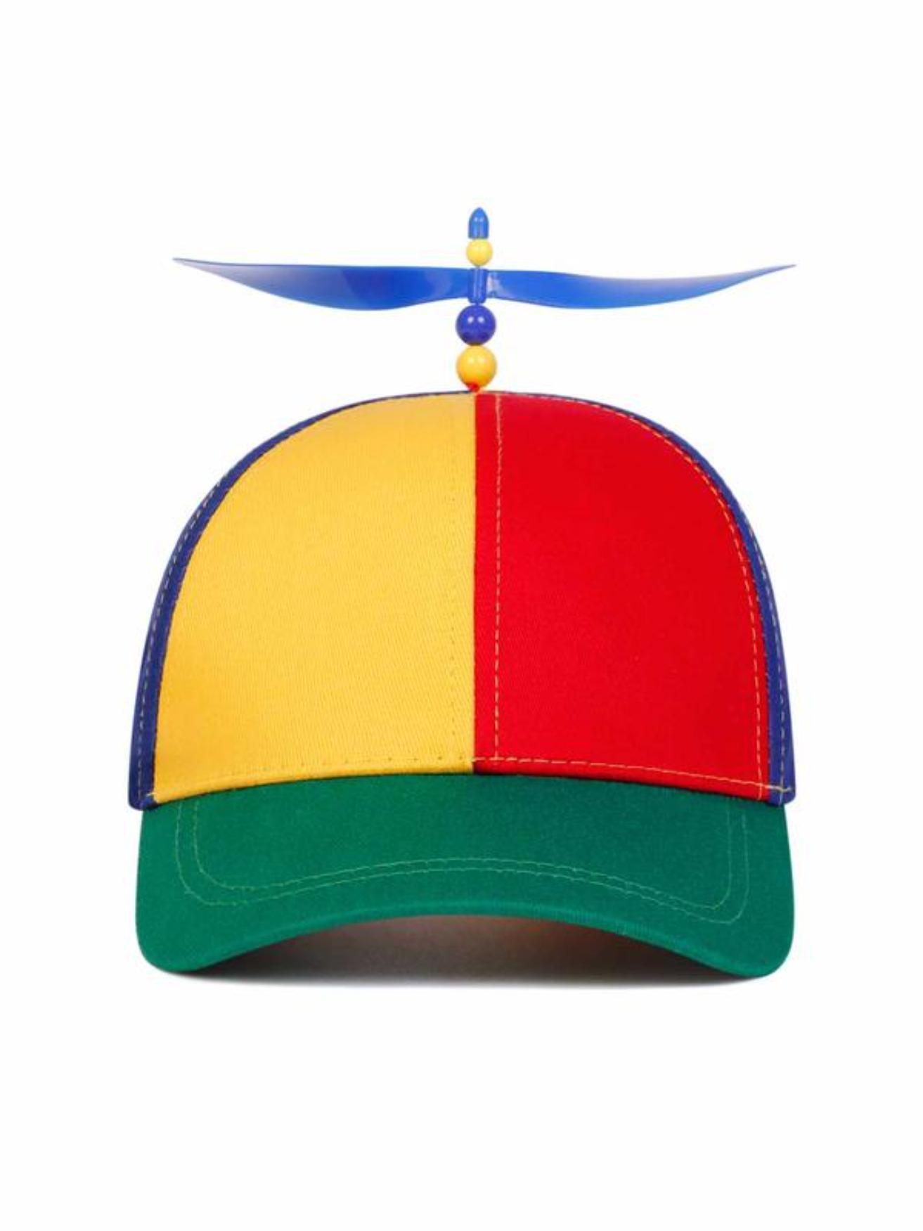 Colorful Helicopter Baseball Cap Neutral Adjustable Cute Baseball Helicopter Propeller Cap Snapback Cap with Spinning Rainbow Propeller for Festivals & Parties