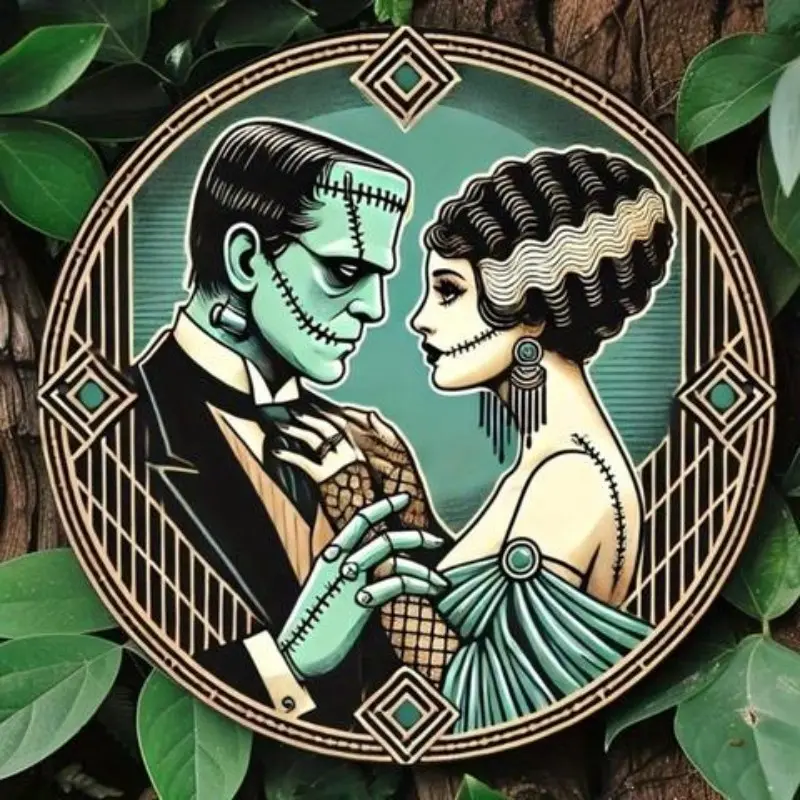 Vintage Frankenstein Metal Wall Decor, Halloween Home Decoration Aluminum Sign, Gothic Bride Party Decor, Retro Horror Theme Sign, Wall Mountable