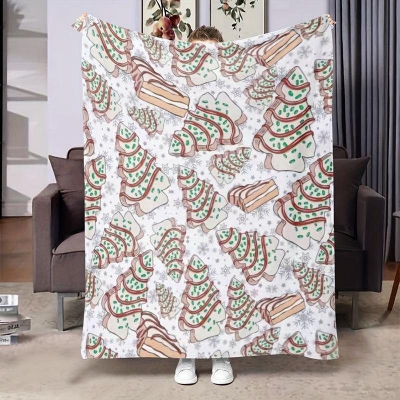 Soft All-Season Flannel Cozy Christmas Tree Cake-Shaped Throw Blanket - Perfect Gift For Sofa, Bed, And Travel
