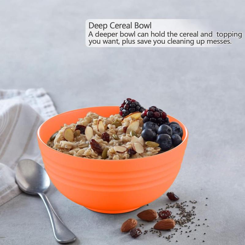 Unbreakable Cereal Bowls 25 OZ Microwave and Dishwasher Safe BPA-Free Bowl Dessert Bowls for Serving Soup, Oatmeal, Pasta and Salad [Set of 6]