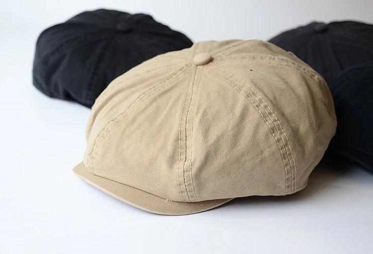 Men Big Head Newsboy Cap Peaky Hat Vintage Casual Cotton Cap Solid Berets England Visor Big Gatsby Flat Hat Detective Hats