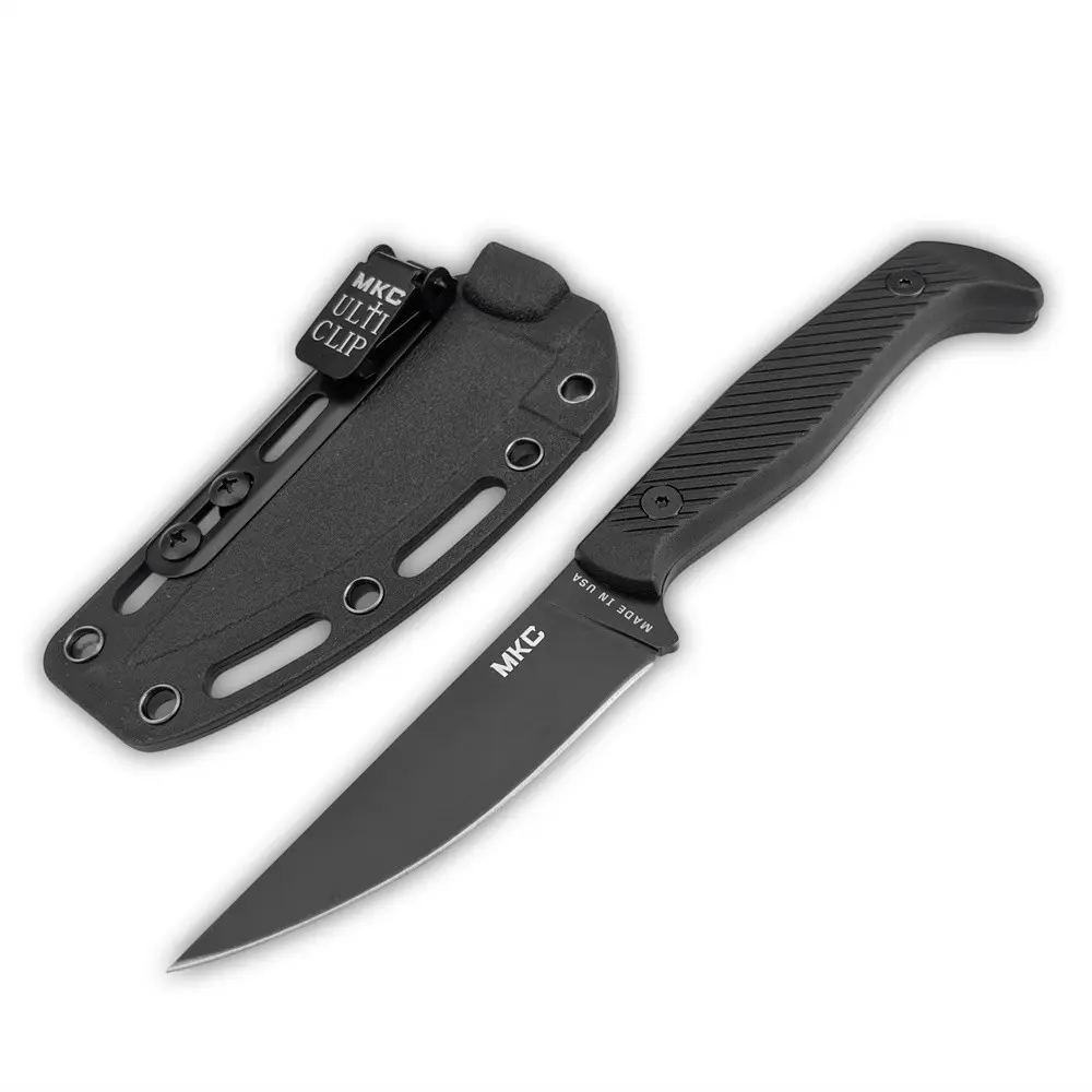 Outdoor Portable Hunting Knife, 8Cr13MoV Steel Blade with Black Anti-Corrosion Coating, Non-Slip Nylon Fiber Handle, Kydex Sheath with ULTI CLIP for Camping & Hiking, Outdoor Survival Tools