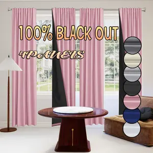 4 pieces, 100% blackout sunproof thermal curtains, Thermal Insulated Curtain, modern romantic minimalist blackout curtains, lightweight, top rod pocket hanging style, suitable for bedrooms, dining rooms, living rooms, kitchens, balconies, and gardens
