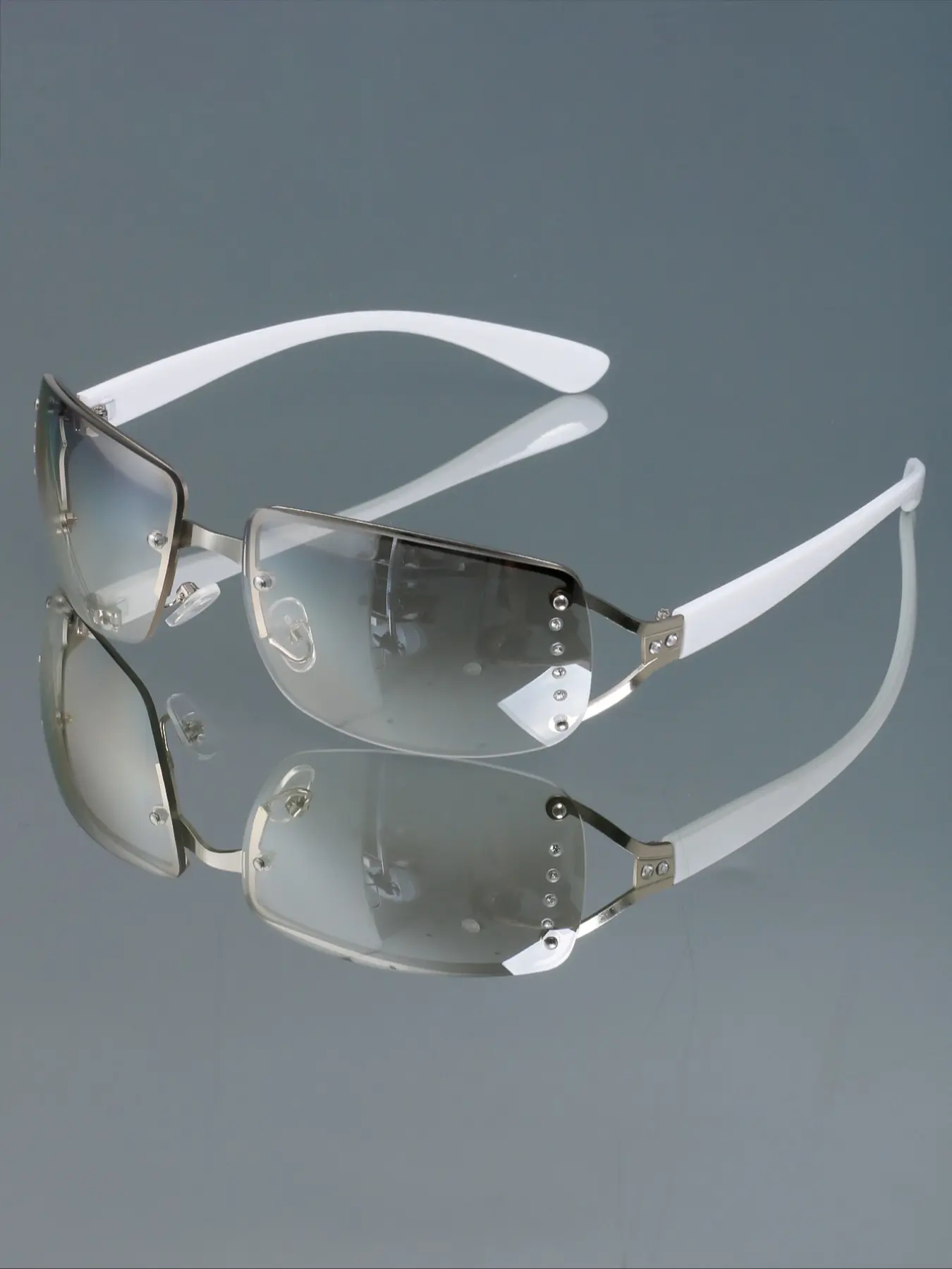 New Fashion Retro Oval Small Frame Glasses, Unisex Half Rimless Simple Versatile Daily Casual Wear Decorative Eyeglasses