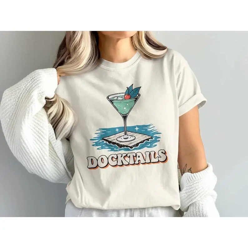 [100% Cotton] Unisex Short-Sleeve 180gsm Minimalist Essential Simple Fabric Coastal Cocktail Humor Graphic T-Shirt, Lightweight Comfort Colors Sports Top, Shortsleeve, Breathable, Casual, Tops, Print