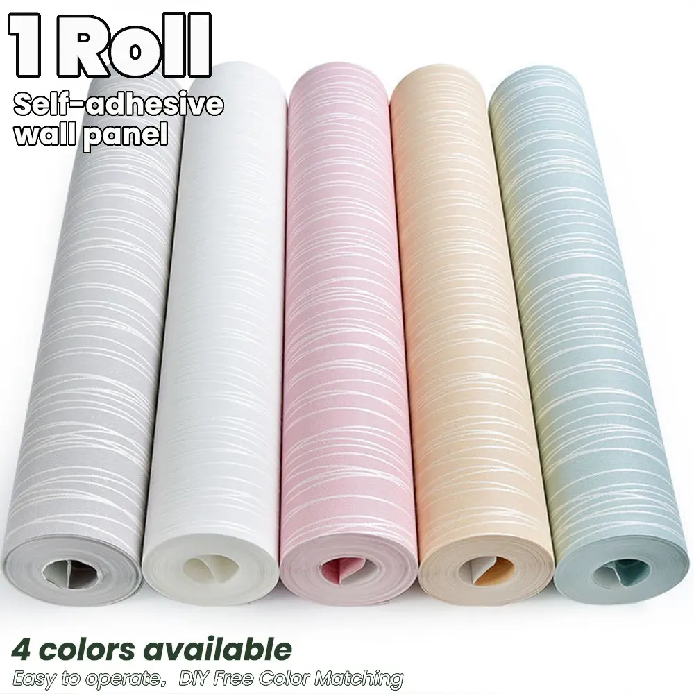 Modern Minimalist Self-Adhesive Wallpaper, Non-Woven Material, Waterproof Oil-Resistant, 5 Colors, Wall Renovation for Living Room Bedroom