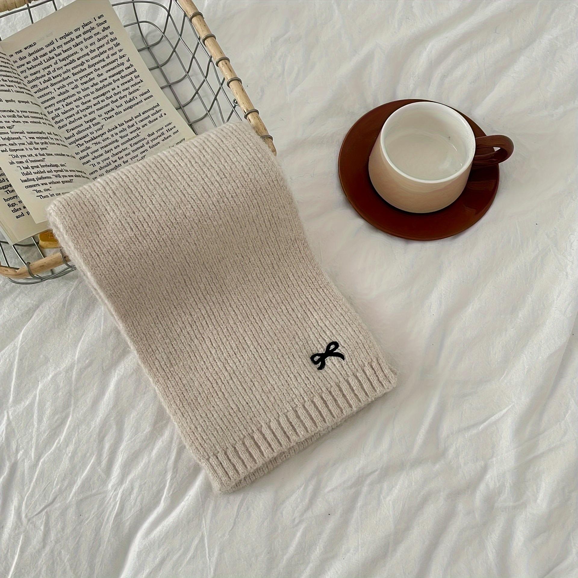 Winter Knit Scarf for & Youngsters - Soft Warm Necklace-like Scarf, Easy-Care (Hand/Dry Clean) - Cold Weather Accessory in Burgundy/Black/Beige/Gray/White/Pink/ - Perfect Gift for Girls & Boys, Winter Scarf, Bow Detailed Scarf, Thick Knit Texture