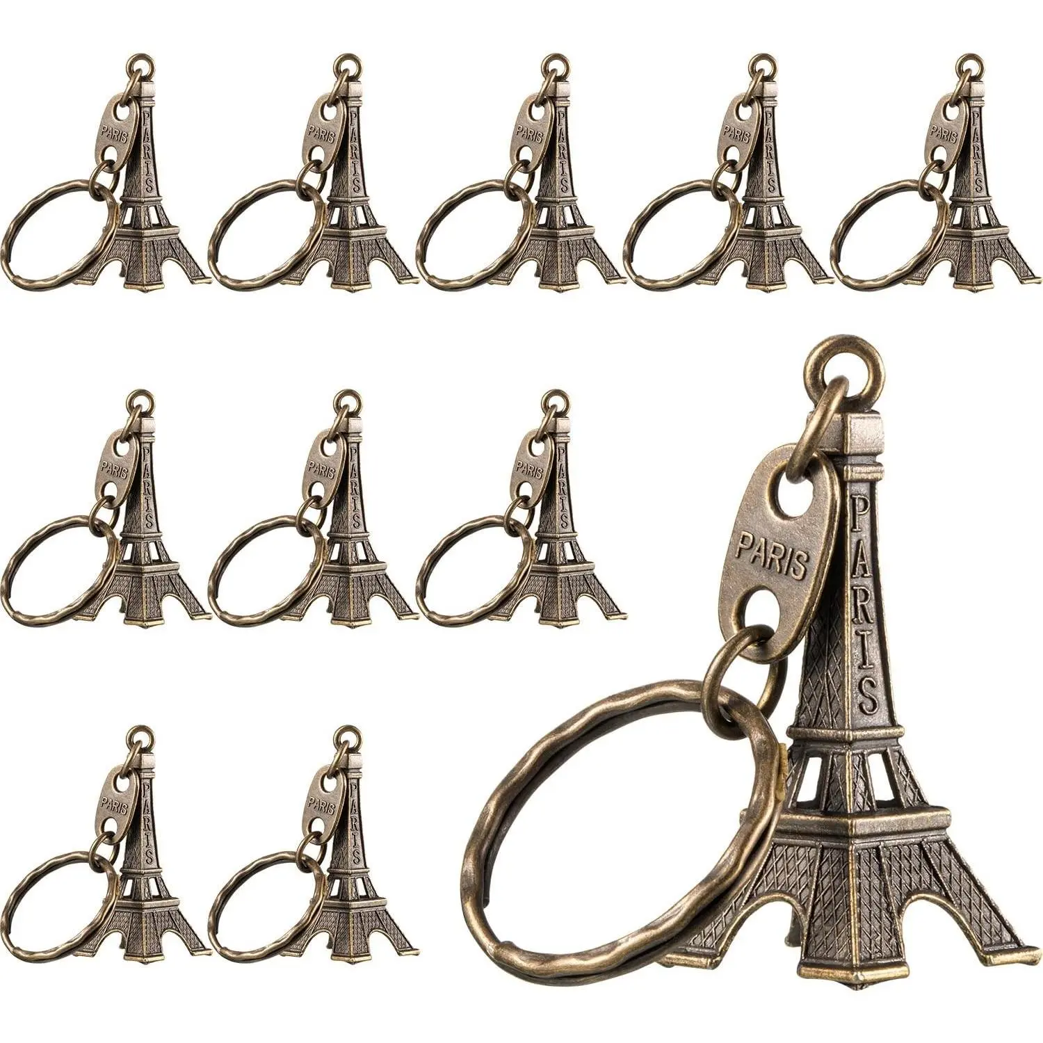15 Pieces Eiffel Tower Keychain Retro French Souvenir KeyringsGift