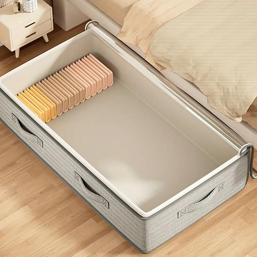 3pcs Large Under-Bed Storage Boxes with Handles, Stackable Durable Non-Woven Fabric Clothes Organizer Bins for Space-Saving Multi-Purpose Solution, Minimalist Design & Reinforced Grips – Ideal for Bedroom Seasonal Storage and Wardrobe Organization