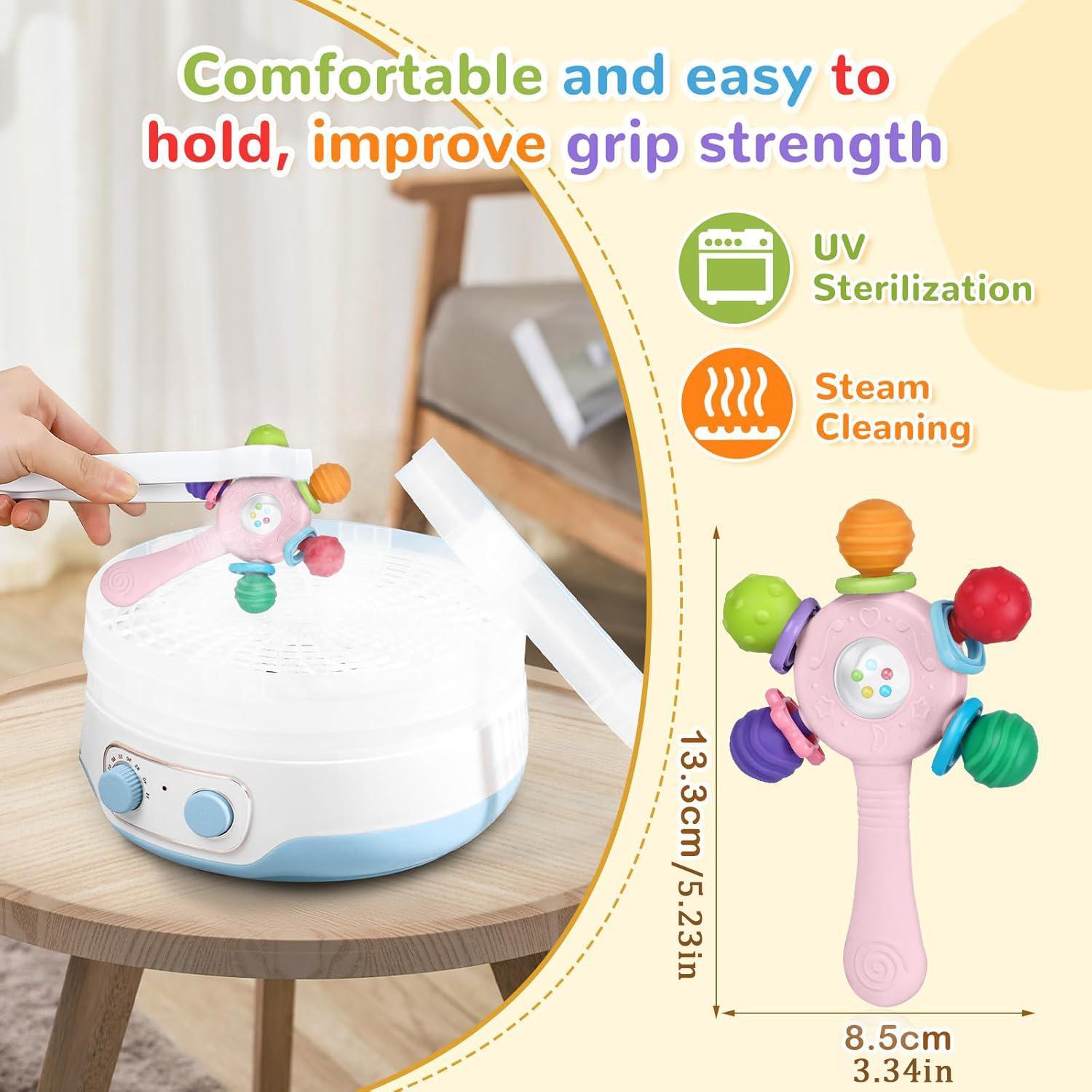 Baby Teether Rattle Toy, Baby Teething and Sensory Toy for Early Education and Motor Skills Training, Birthday Gift for Boys and Girls #GLOBAL PICKS Baby Teether Rattle Toy, Baby Teething and Sensory Toy for Early Education and Motor Skills Training, Birthday Gift for Boys and Girls #GLOBAL PICKS