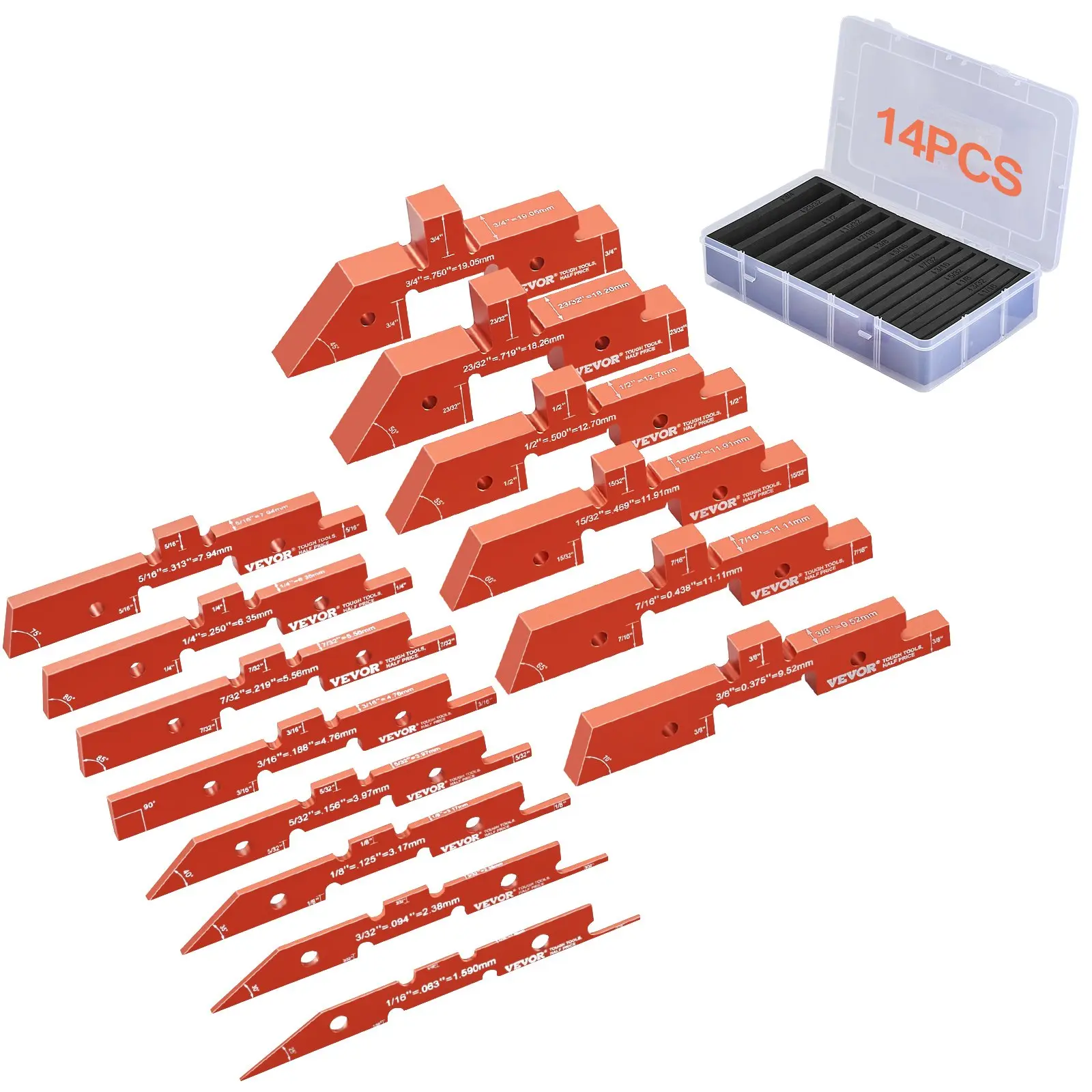 【toolupgrade】VEVOR Router Table Adjustment Bars, 14-piece Set, Durable Aluminum Construction Blocks for Measuring Depths, Heights, and Angles, Includes Engraved Measurements and Carrying Case, Ideal for Router