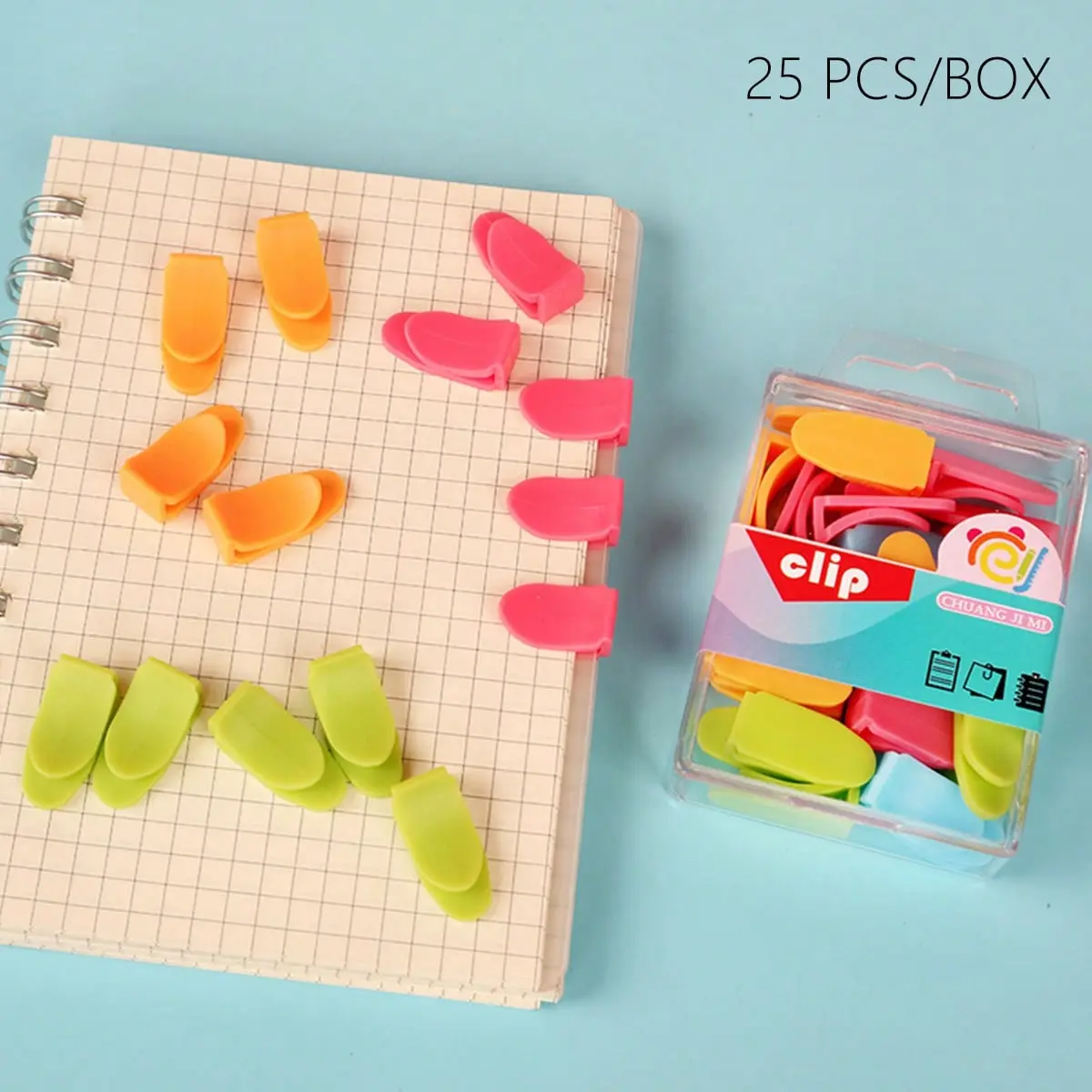Candy Color Crescent Shaped Durable Paper Clips, Unique Shaped Book Page Holders