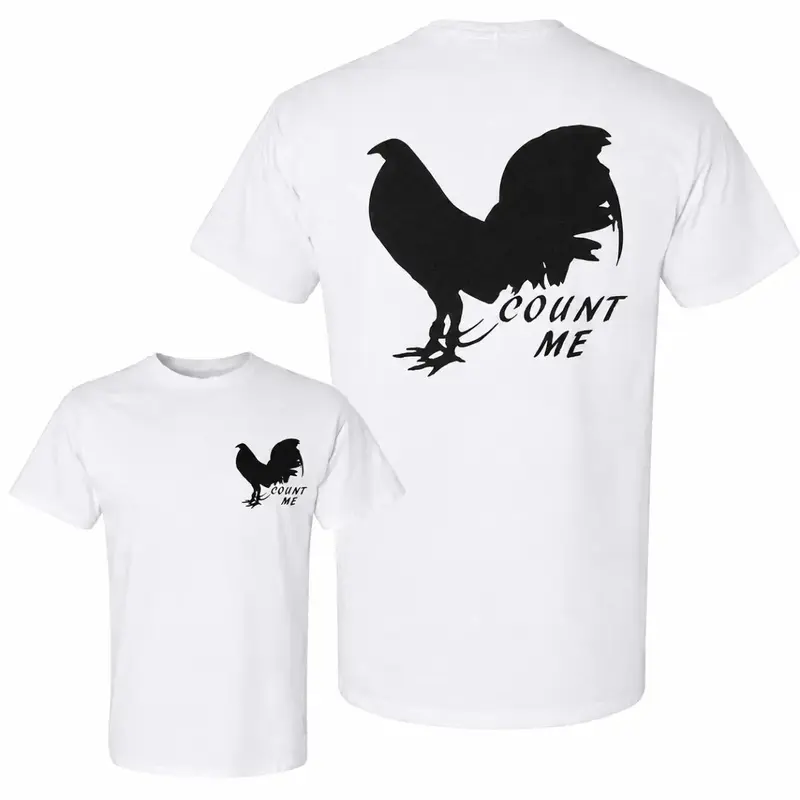 Count Me Rooster Shirt, Gamefowl Silhouette Graphic Tee, Double Sided Unisex T-Shirt, Minimalist Rooster Shirt, Country Farm Graphic Gift for Men