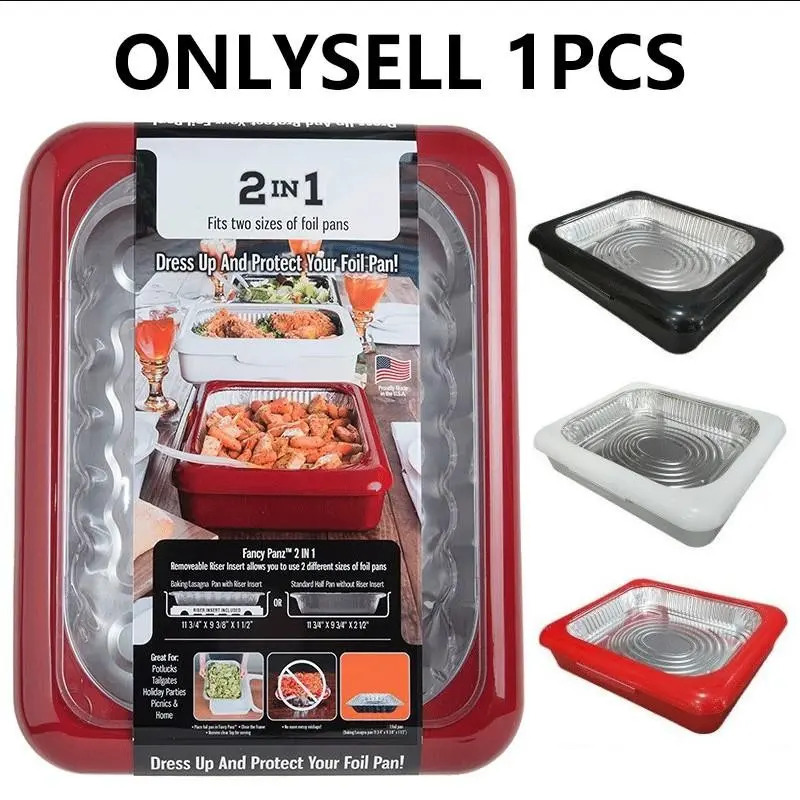 2-in-1 Stackable Thermal Food Container with Flip Lid - Aluminum Foil Style BBQ & Picnic Tray, Reusable Heavy-Duty Meal Prep Box, Healthy Eating Containers (Red/Black/White)