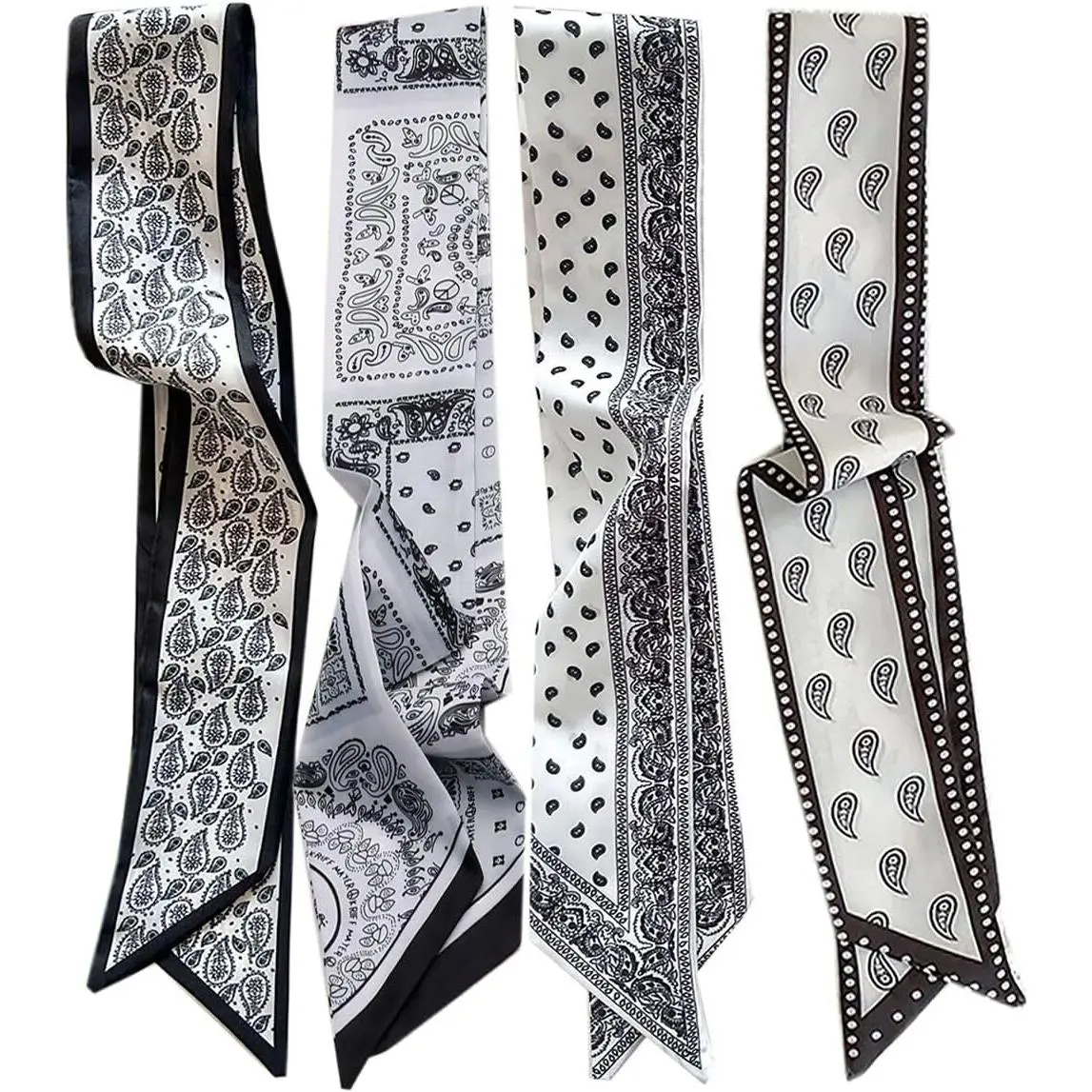 4 count Bag Handbag Handle Ribbon Hair  Band  Scarf For Hair Fashion Skinny Scarves For Women