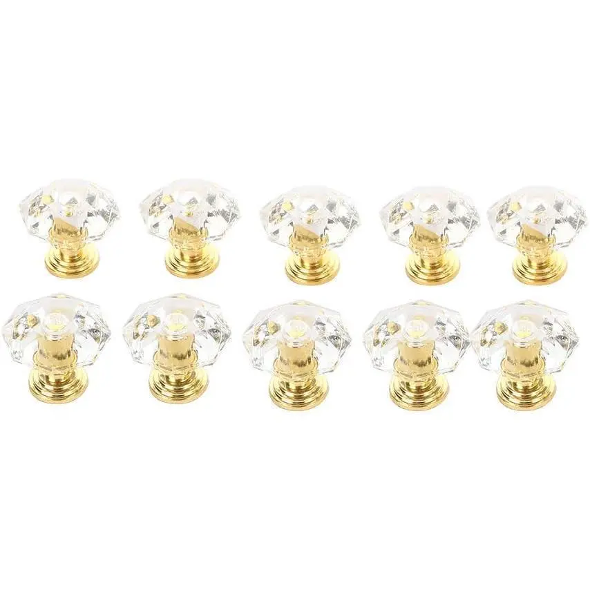 Leadigol 10PCS Diamond Shape Crystal Knob,Clear Crystal Knob Door Knob Cupboard Drawer Pull Handle Door Knob
