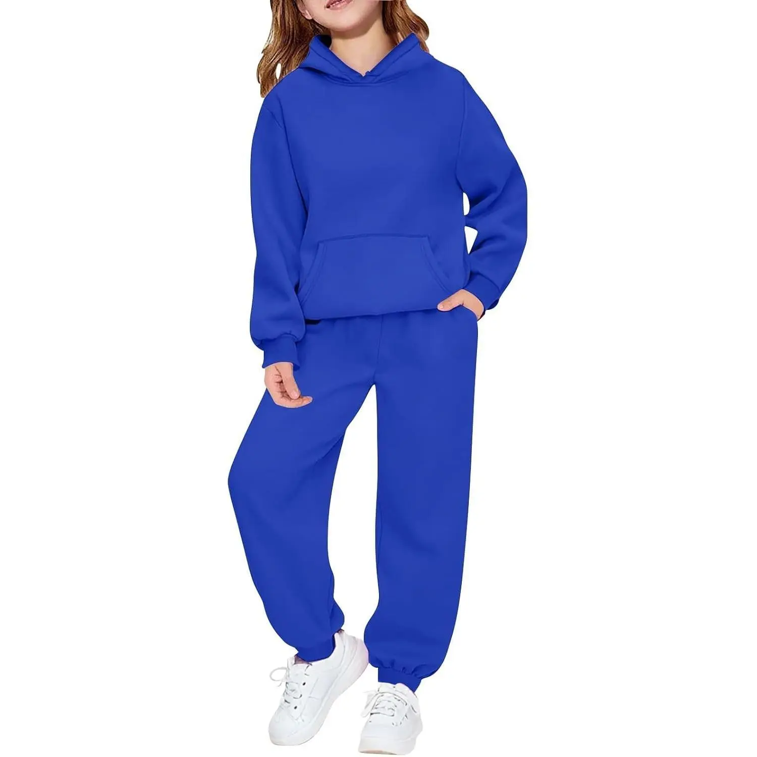 Girls Sweatsuit 2 Piece Outfits - Hoodie Sweatshirts And Sweatpants with Pockets Fall Winter Fashion Jogger Sets