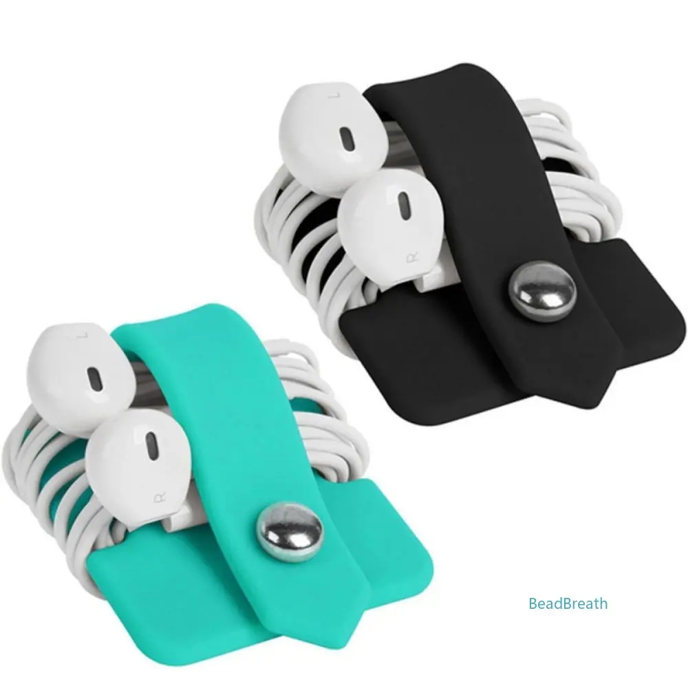 Silicone Headphone Winder Cable Organizer, 12*5cm Flexible Cord Holder, Multi-Purpose Earbud Wrap for Desk Organization, Travel (Fashion Accessories Keychain)